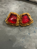 Vintage Christian LaCroix Clip Earrings Red Stone CLCE