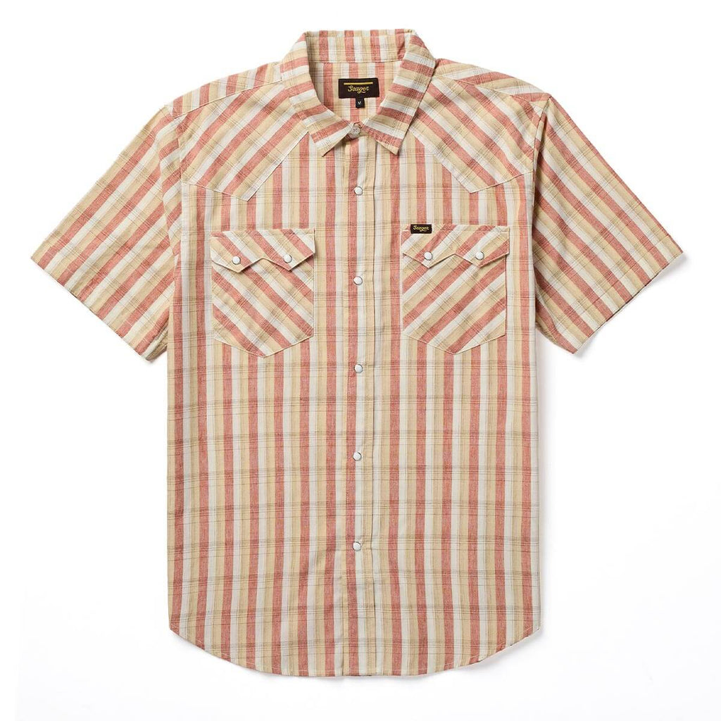 Sawtoof S/S White Wash Plaid Pearl Snap Shirt
