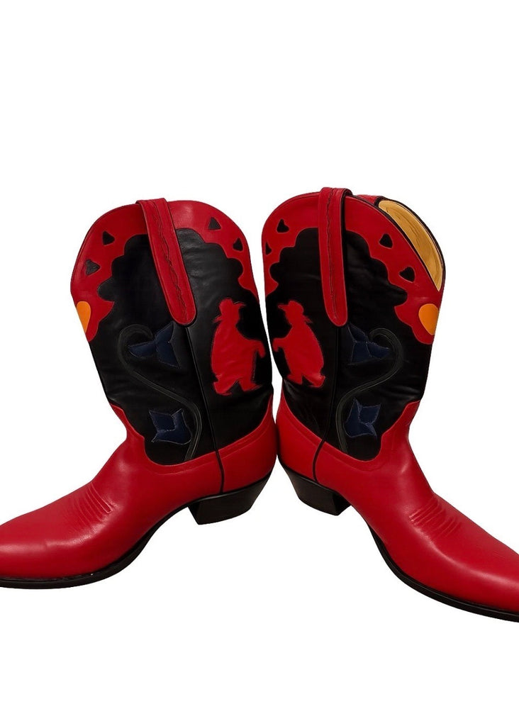 Vintage Inlay Red/Black Boots Heart 10
