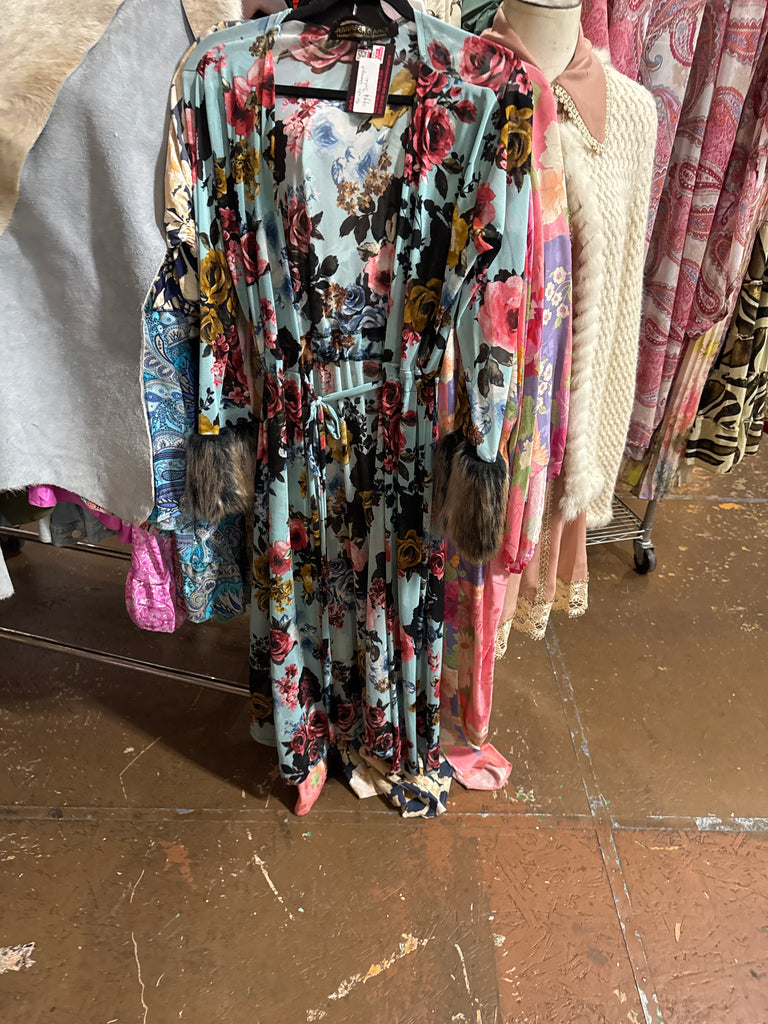 Jennafer Grace Robin Egg Floral Duster