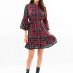 Tartan Cross Stitch Embroidered Dress