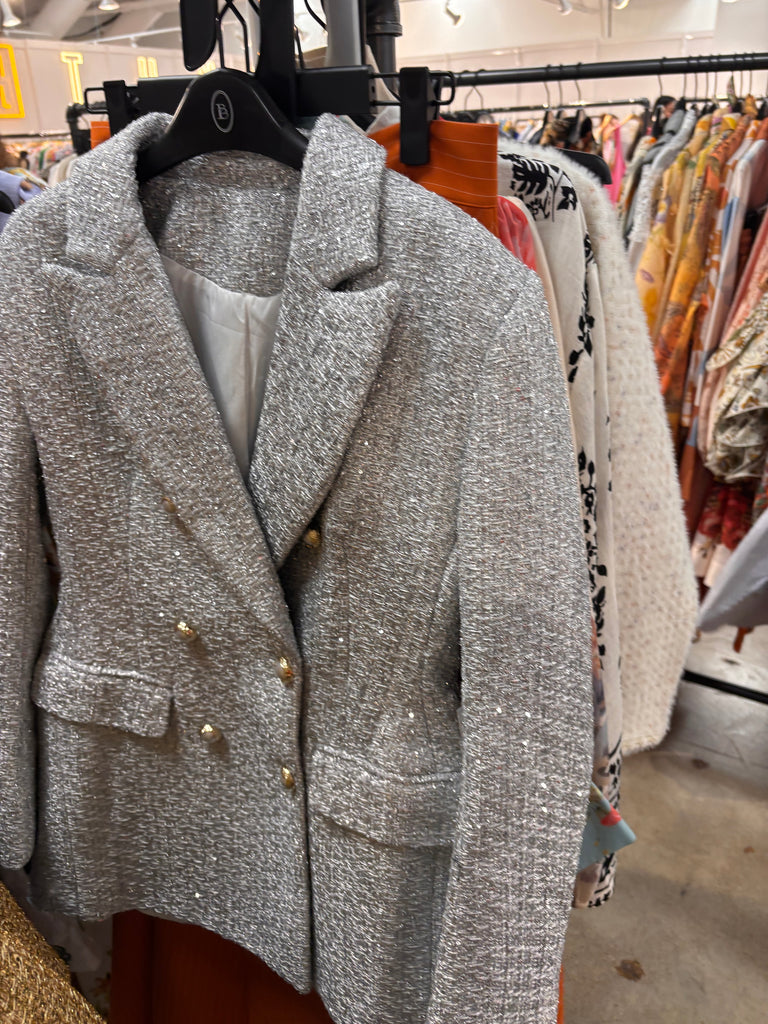 Metallic Boucle Double Breasted Jacket