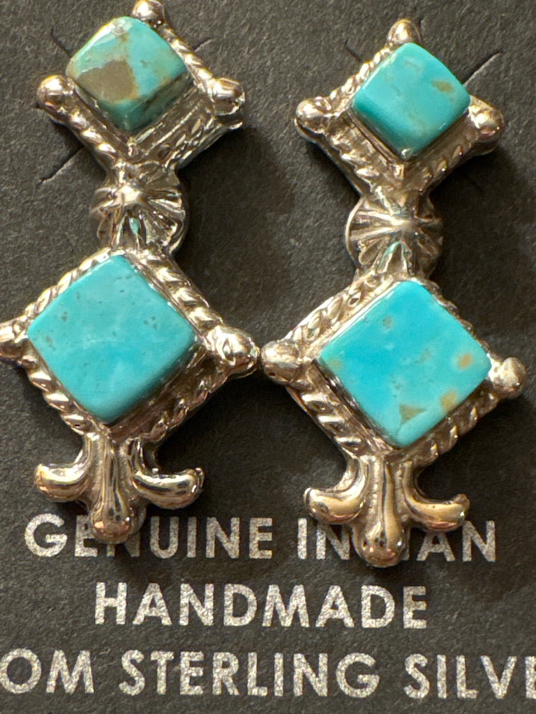 SADIE JIM NAVAJO HANDMADE SS KINGMAN TURQ EARRINGS