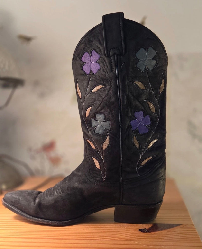 Larry Mahan Vintage Boots 9B Flowers