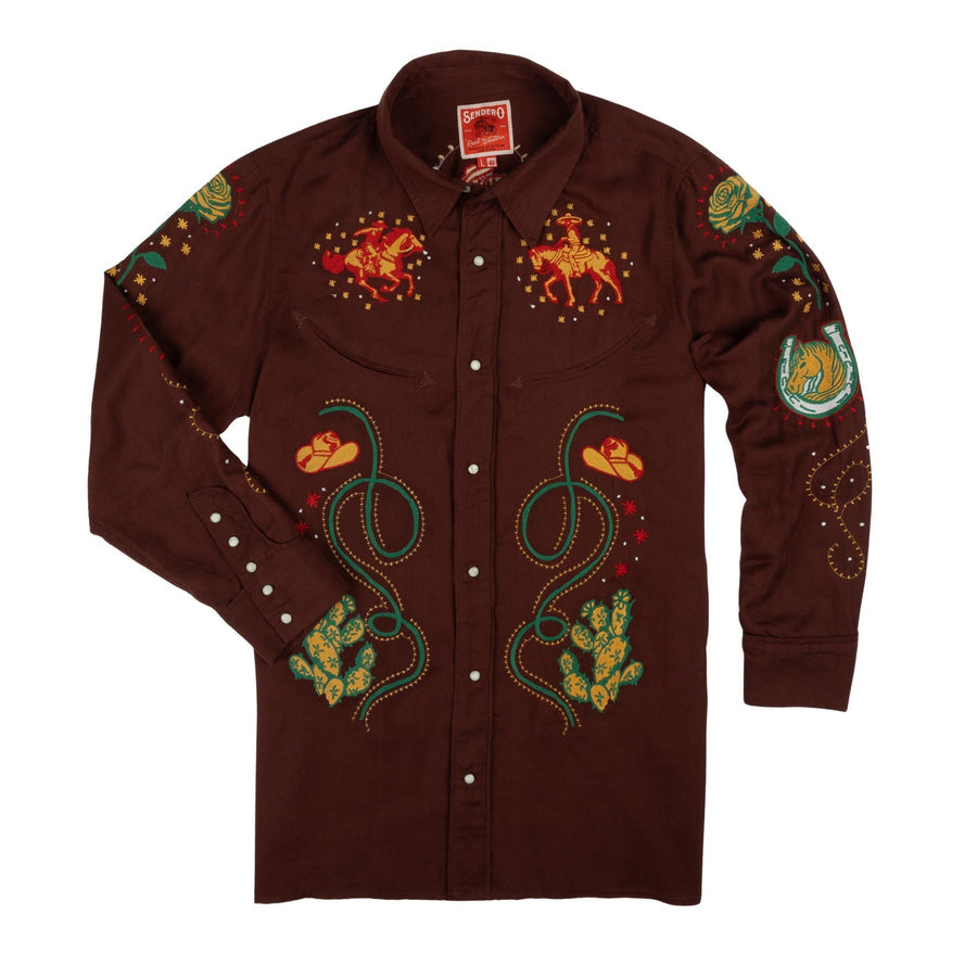 SHOW PONY EMBROIDERED WESTERN PEARL SNAP SHIRT L/S