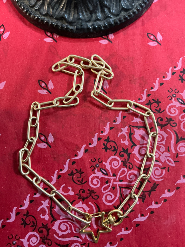 Gold Paperclip Star Necklace
