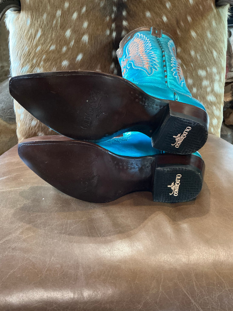 New Old Gringo Eagle Metallic Turquoise Stitch Cowboy Boot 7.5