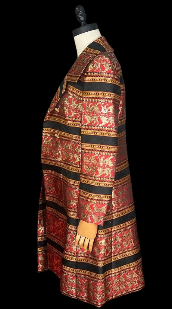 Vintage Dress Coat Set Baroque Style Brocade Jacquard