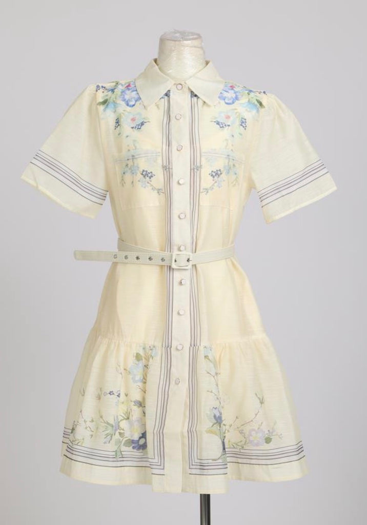 Buttercream Bloom Belted Mini Dress