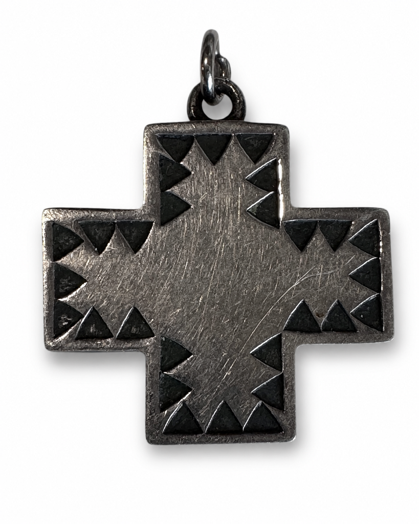 Vintage Heavy Sterling Silver Southwestern Handmade Link Chain Necklace with Removable Cross Pendant