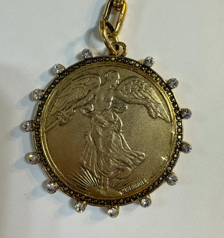 WWI Victory Angel with Crystals Necklace