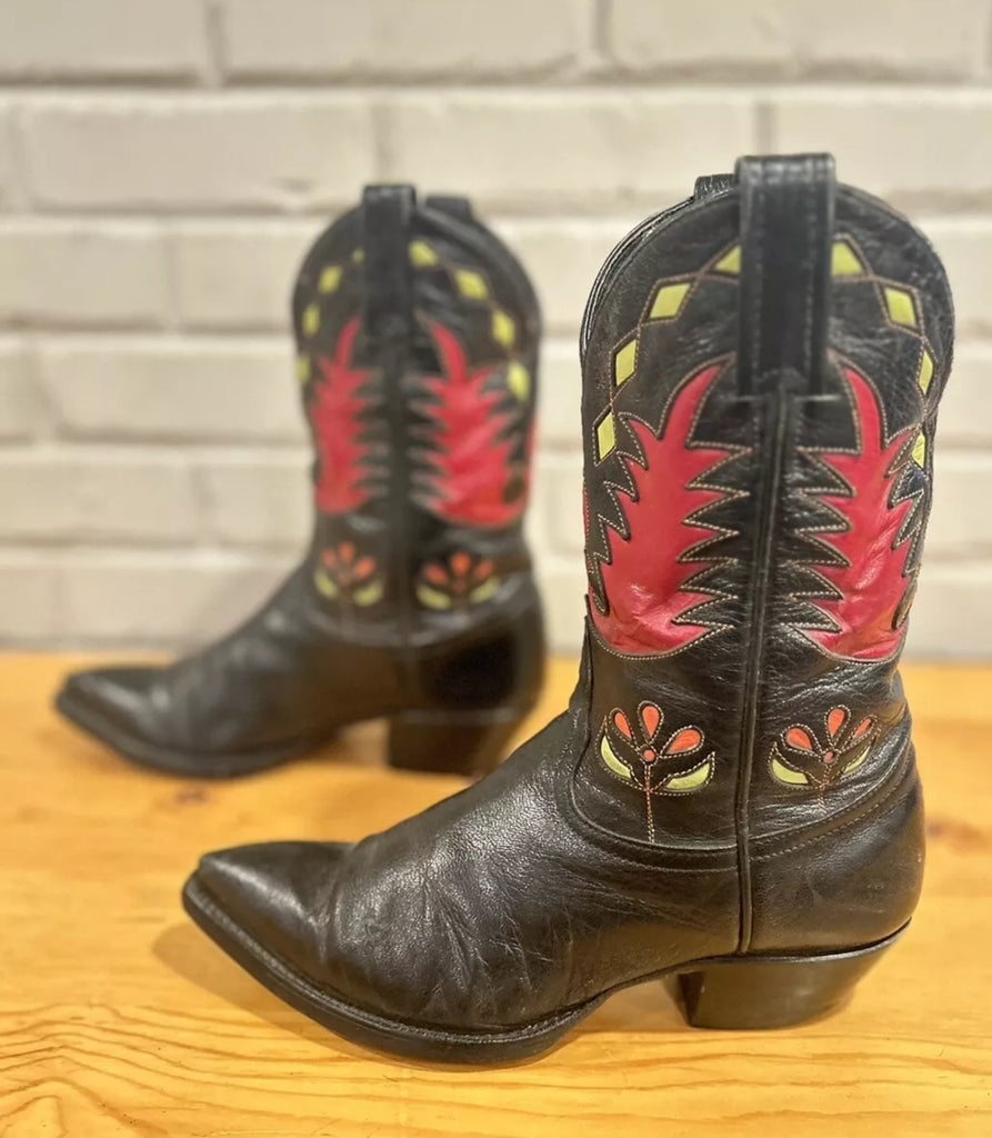 Vintage Inlay Cowboy Boots 6.5