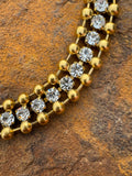 Channel Gold Bead Crystal Choker Necklace