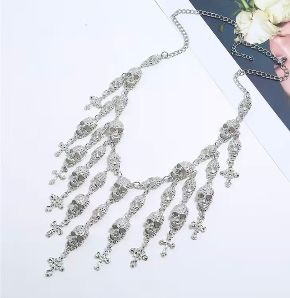 Skull and Cross Dangle Necklace