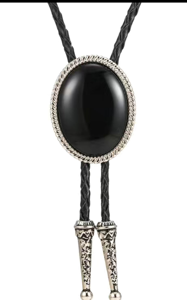 Large Oval Stone Bolo Tie
