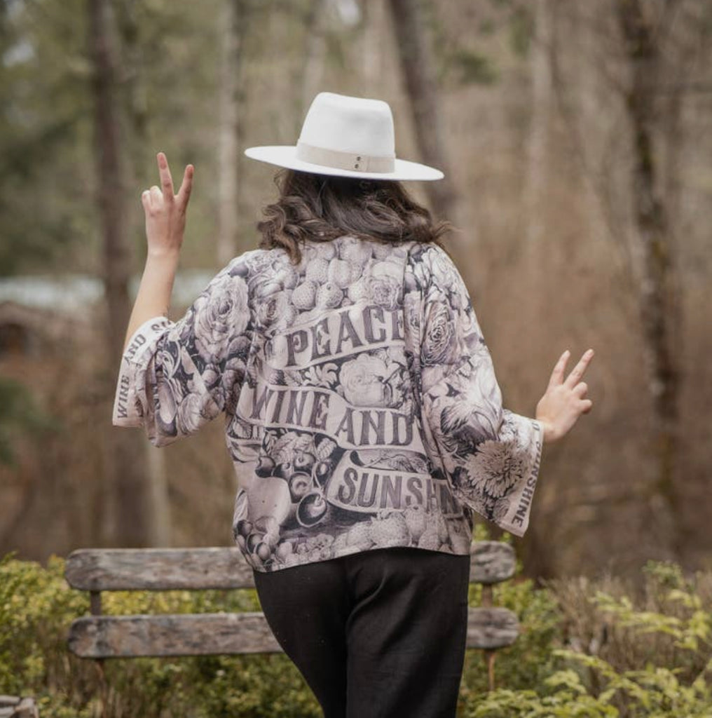 Peace Wine Sunshine Short Cardigan Kimono