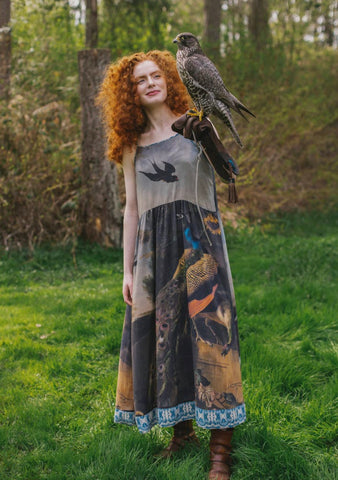 Wild Beauty Peacock Slip Dress