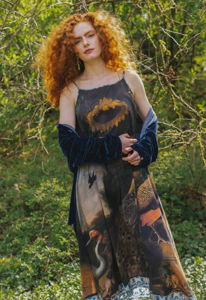 Wild Beauty Peacock Slip Dress