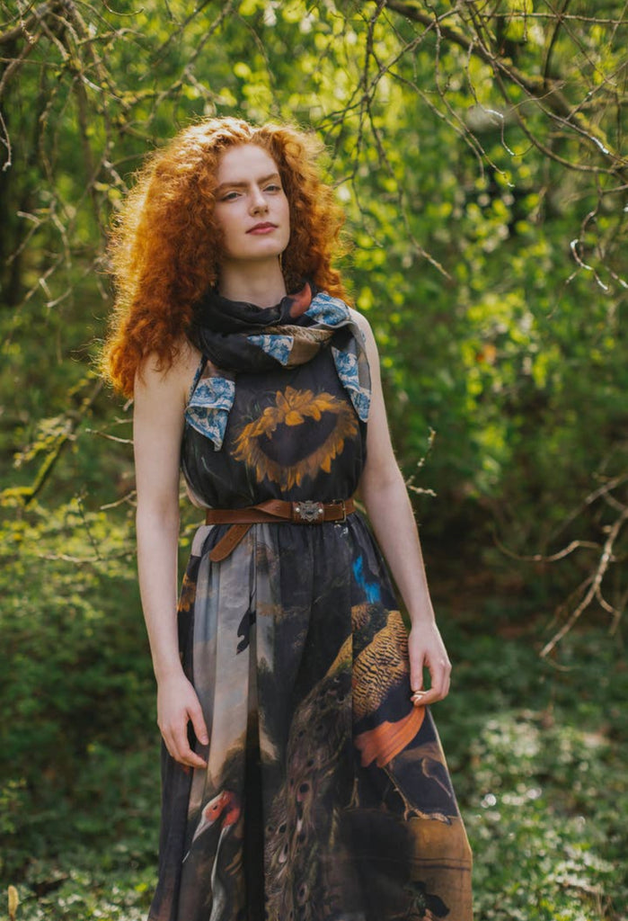 Wild Beauty Peacock Slip Dress