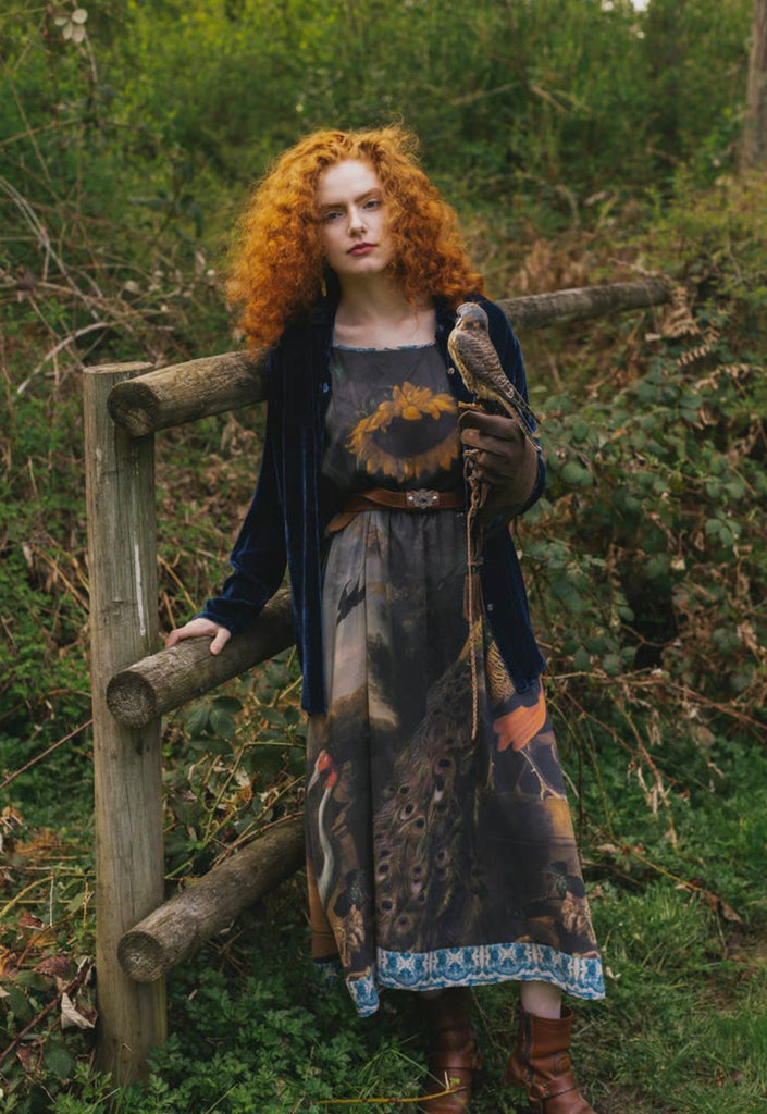 Wild Beauty Peacock Slip Dress