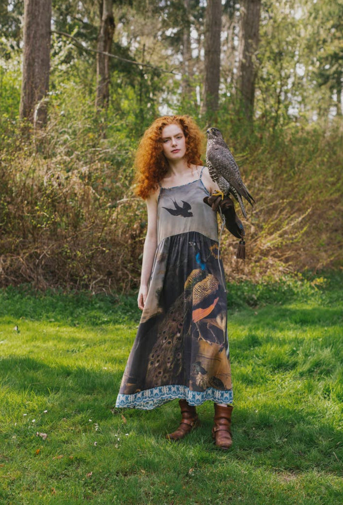 Wild Beauty Peacock Slip Dress