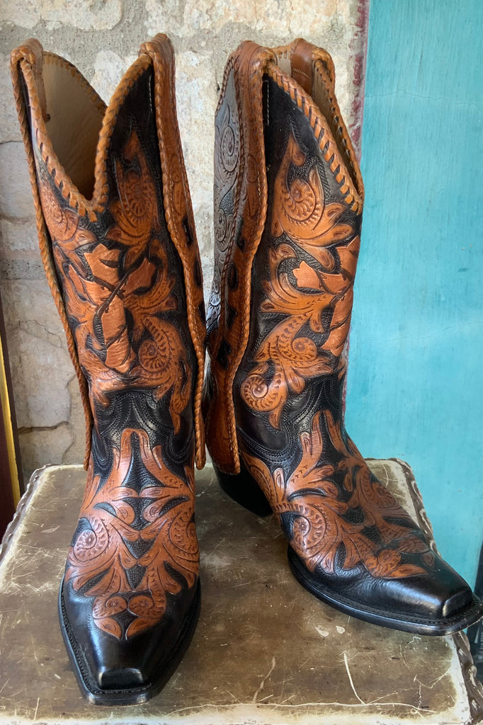 Cock of The Walk Custom Hand Tooled Sacred Heart Mens 8.5D Boots