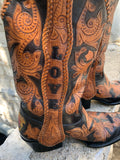 Cock of The Walk Custom Hand Tooled Sacred Heart Mens 8.5D Boots