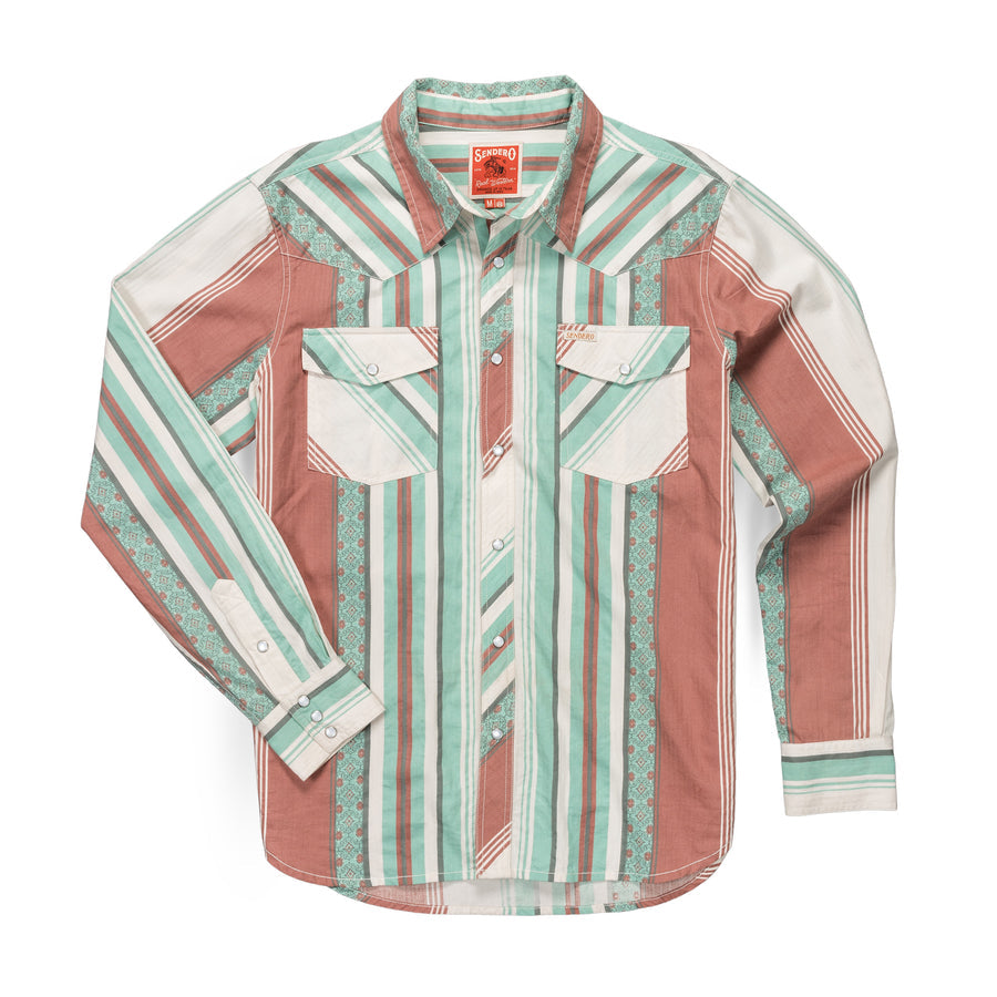 Retro Stripe Serape Pearl Snap Shirt