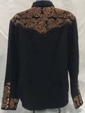 Scully Black Pearl Snap Shirt Embroidery M