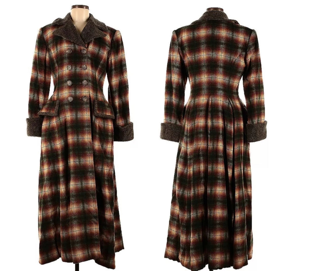 Ralph Lauren Blue Label Maxi Coat Plaid Fur Collar/Cuffs Ralph Lauren Blue Label Maxi Coat Plaid Fur Collar/Cuffs