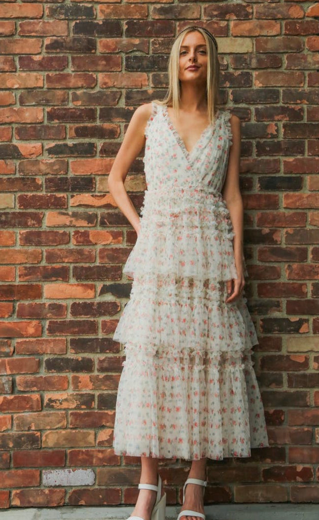 Tulle Floral Print Retro Dress Tulle Floral Print Retro Dress