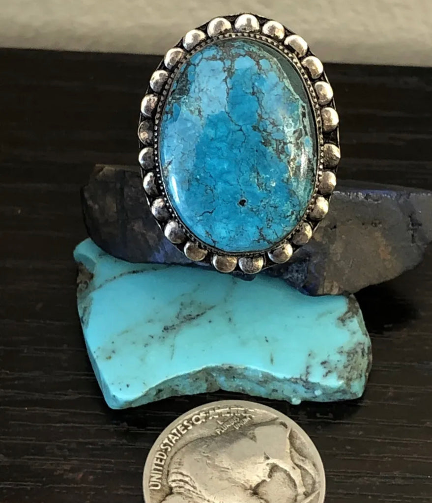 Bisbee Blue Turquoise Ring Sz 8