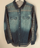 Western Denim Pearl Snap Shirt M