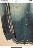 Western Denim Pearl Snap Shirt M