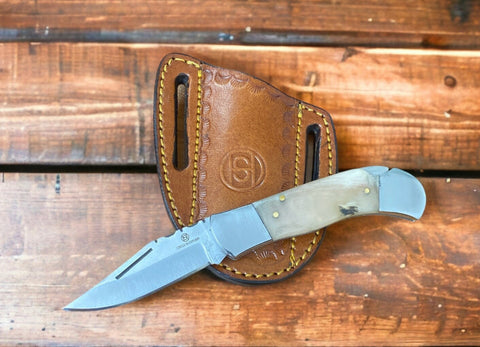 Turquoise Coral Straight Blade Knife