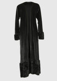 Maxi Black Velvet Coat Faux Fur M