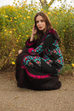 Penny Deluxe Kahlo Embroidered Faux Fur Jacket Coat S