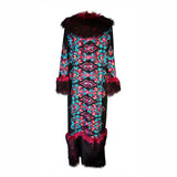 Penny Deluxe Kahlo Embroidered Faux Fur Jacket Coat S