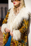 Penny Mustard Velvet Coat Faux Fur XL