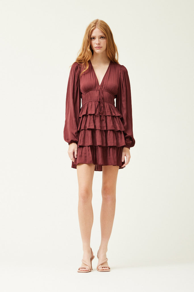 Satin Ruffle Mini Dress