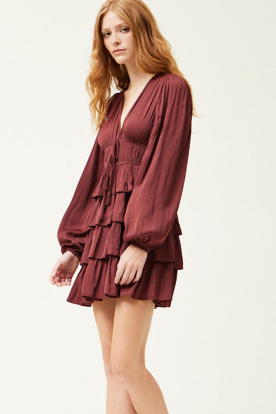 Satin Ruffle Mini Dress