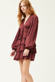 Satin Ruffle Mini Dress