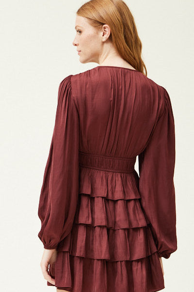 Satin Ruffle Mini Dress