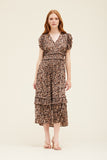 V-Neck Satin Ruffled Dress