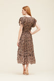 V-Neck Satin Ruffled Dress
