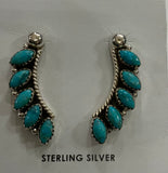 Kingman 5 Stone Turquoise Sterling Earrings