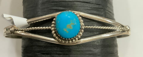 Delicate Sterling Silver Cuff Kingman Turquoise