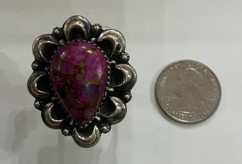 Dhalia Turquoise Crescent Moon Ring Adjustable