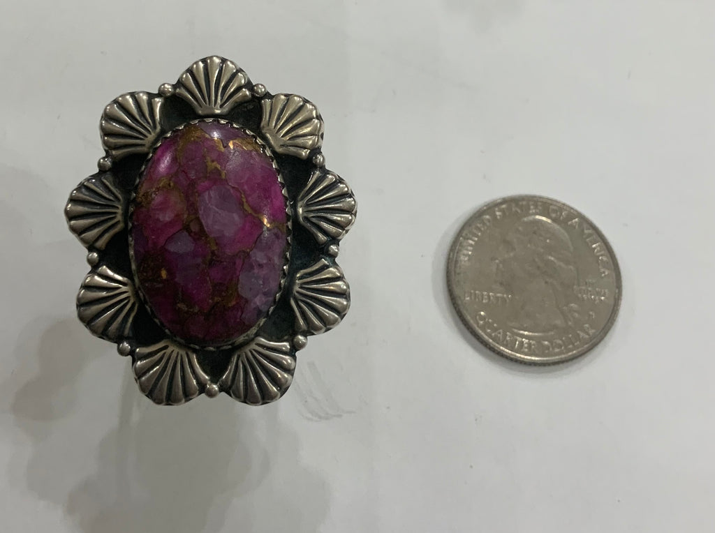 Purple Dhalia Turquoise Adjustable Ring