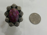 Purple Dhalia Turquoise Adjustable Ring
